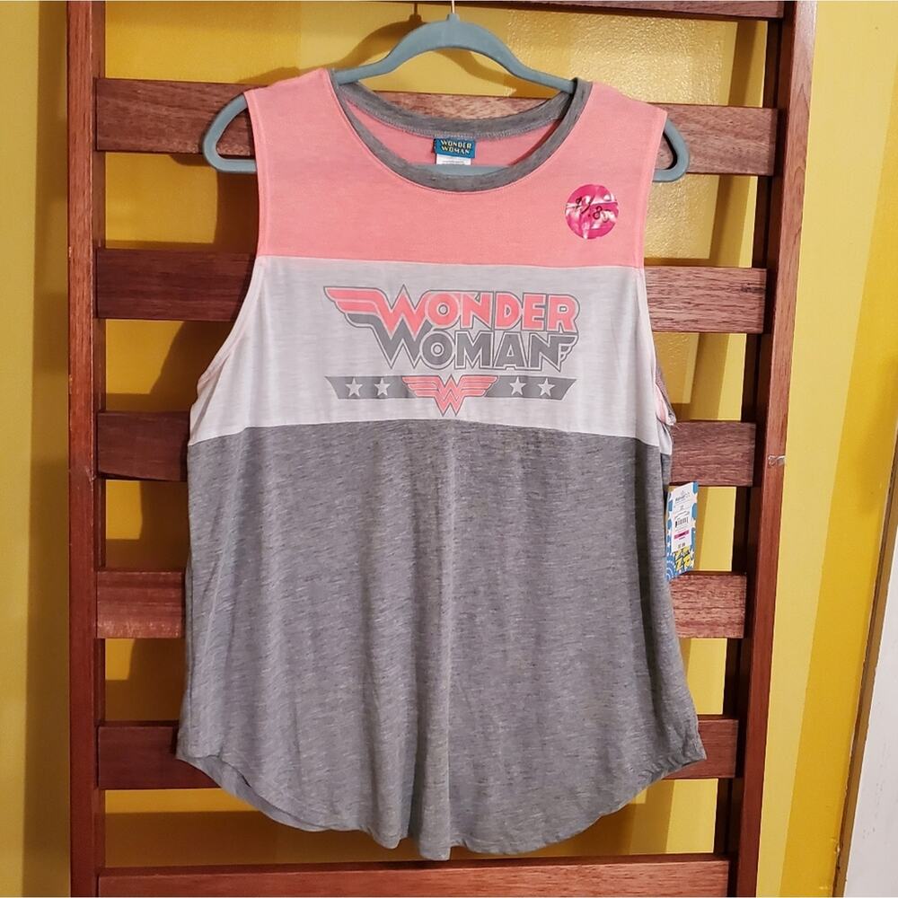 NWT DC Wonder Woman Grey & Peach Tank, Sz XL